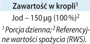 jod w kroplach tabela wartości odżywczych, jod 150 ug w każdej kropli suplementu diety